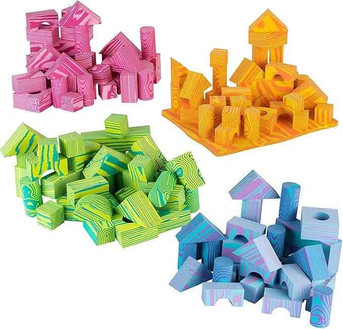 Morvat 300 Piece Colorful Soft EVA Foam Building Blocks Set, Waterproof Play Toy for Children