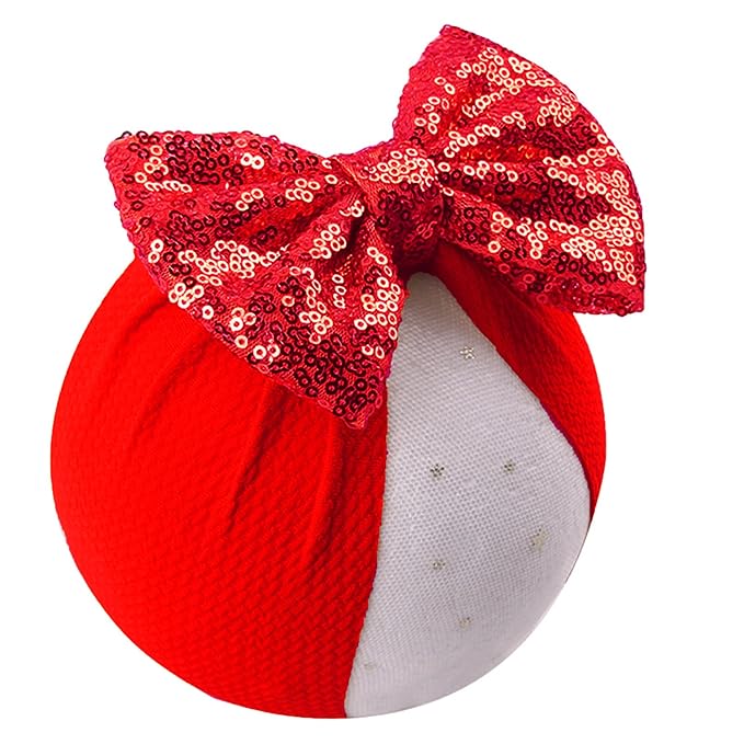 Glitter Bows for Baby Girls Headband, Newborn Bows Headbands Baby Accessories.(FD117) (Red