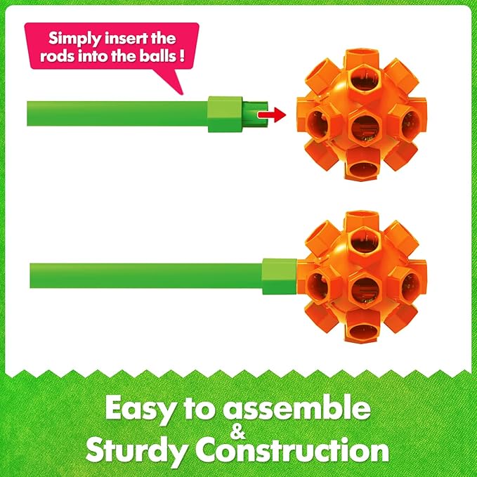 Fort Building Kit for Kids,STEM Construction Toys 3 4 5 6 7 8 9 10 11 12 Activity,140 Pcs,Orange