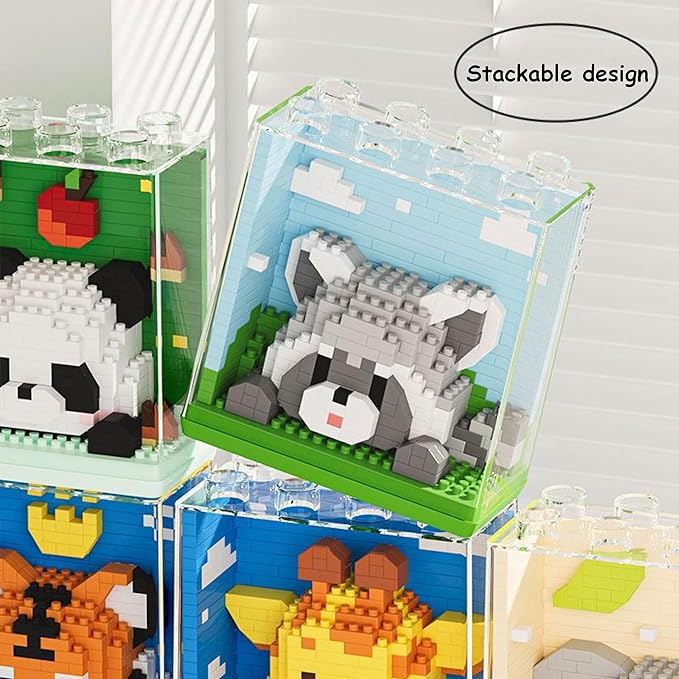 Mini Animals Building Blocks Set,with Pig, Tiger,Panda,Capybara,4Packs Kit Birthday Party Favor Gifts Toys for Ages 8-13 (Block Zoo B 1386PCS)