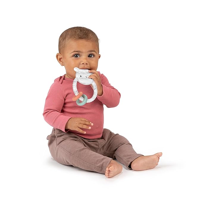 Ingenuity Soothing Sheppy Baby Teether Toy with Activity Rings, BPA-Free Silicone 3 Months+,