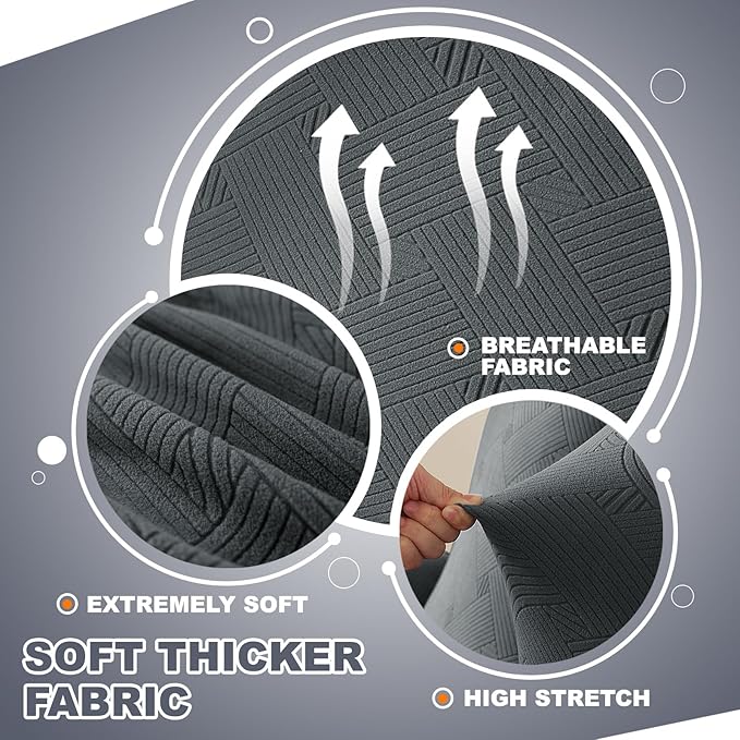 JIVINER Small Recliner Chair Covers, 3 Piece Slipcovers for Large Recliner Chair Soft Jacquard Reclining Chair Protector Slipcovers for Dogs,Cats (Recliner Small, Dark Gray)