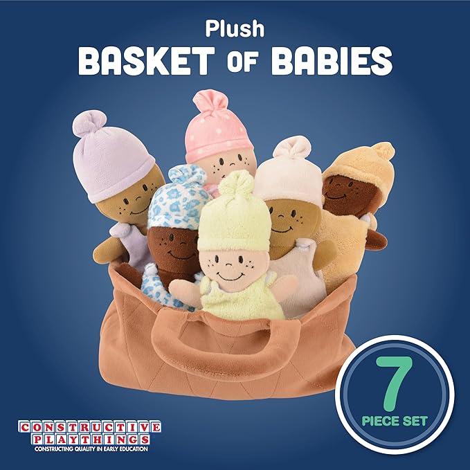 Creative Minds Basket of Babies Soft Baby Dolls, Sensory Toys 6 Plush