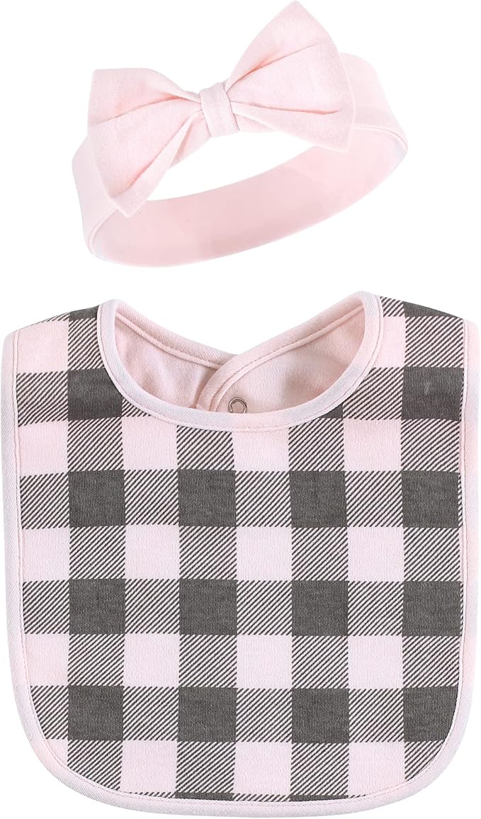 Hudson Baby Unisex BabyCotton Bib and Headband or Caps Set
