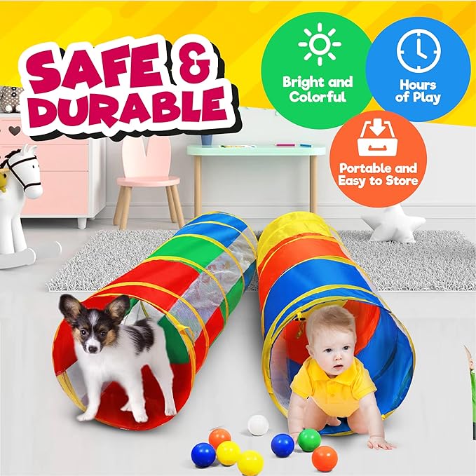Hide N Side 2-Pack 6ft/12ft Crawl Through Play Tunnel Toy,