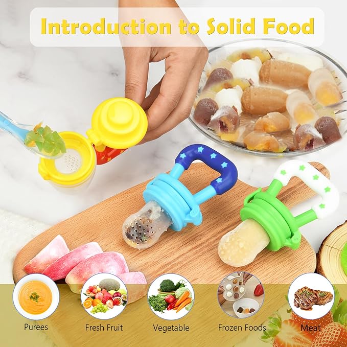 WAJIAYON Baby Fruit Feeder/Food Feeder Pacifier (3 Pack)- Infant Teething Toys | Fruit Pacifier Feeder