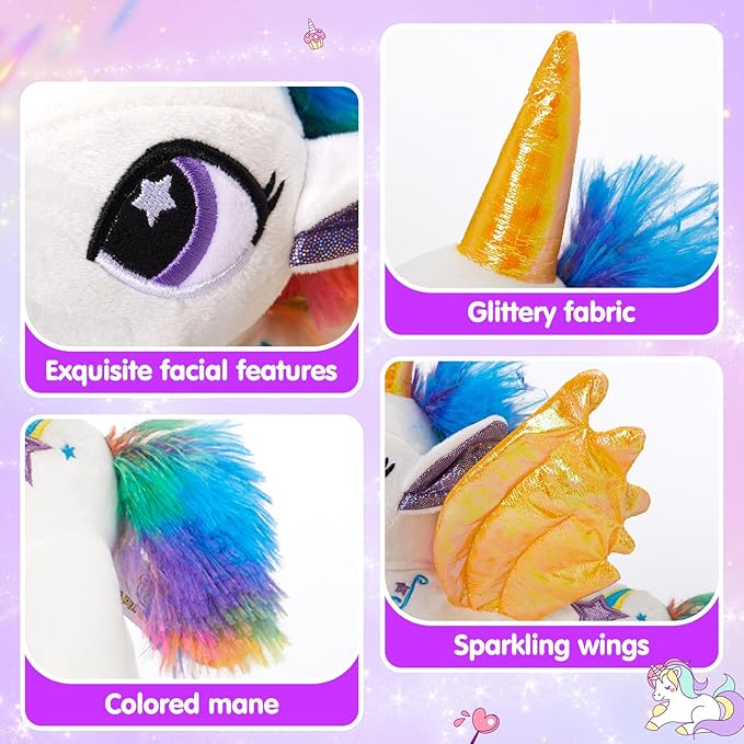 Houwsbaby Light Up Unicorn Stuffed Animal Unicorn Toy Glow at 14'' (White)