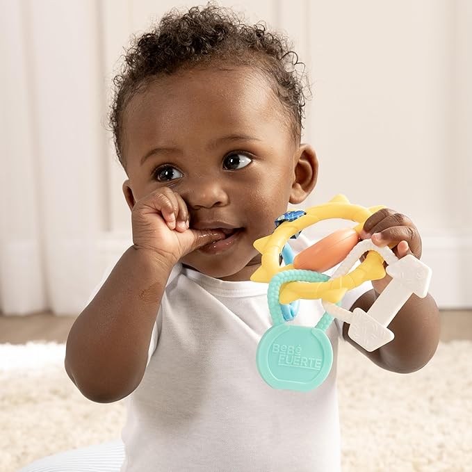 BEBE FUERTE Strong & Sunny Clip On Stroller Toy by Robin Arzon - Developmental Baby Teething Toys 0 Months