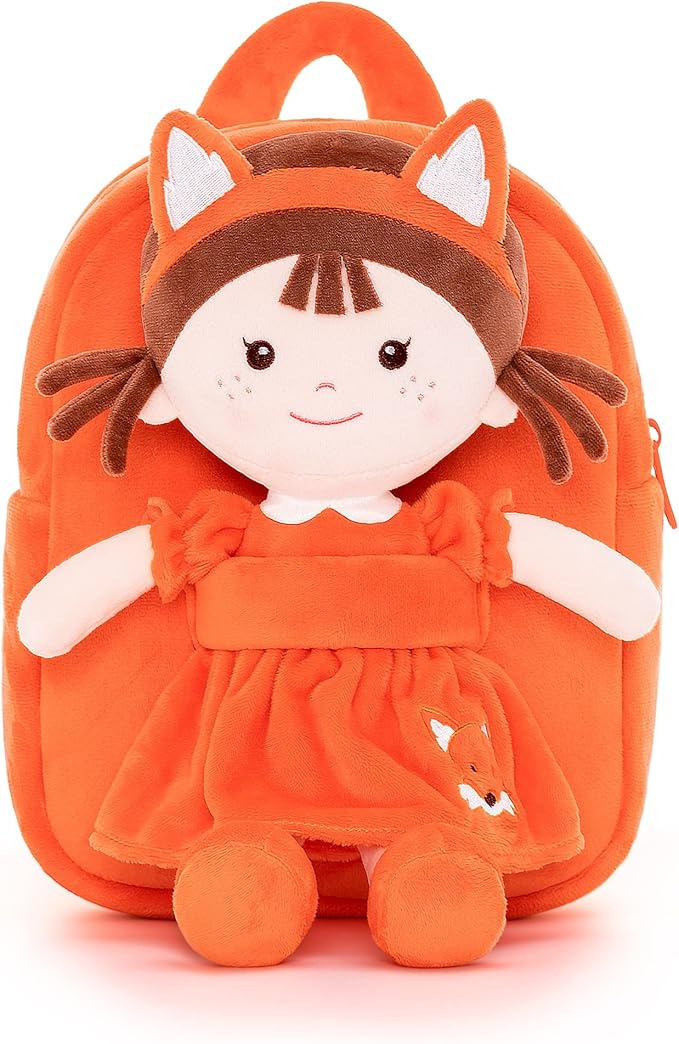 Onetoo Toddler Backpack Kids Backpacks with Soft Plush Baby Dolls 9.5"