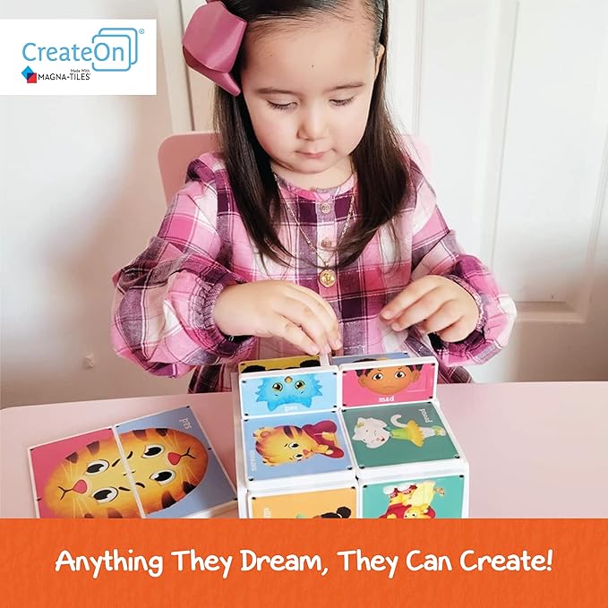 CreateOn Daniel Tigers Neighborhood: Daniel’s Many Feeling’s Magna-Tiles Structure Set, Magnetic Kids Building Toys 3+, 18