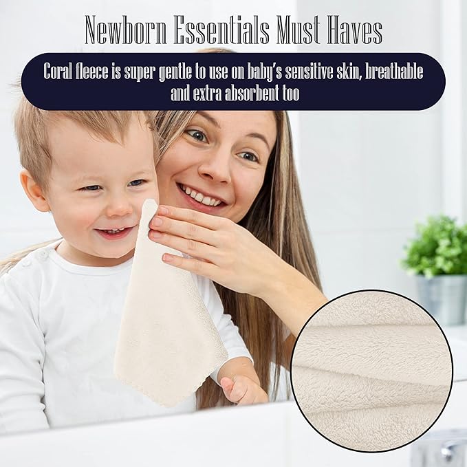 16 Pack Baby Washcloths - Luxury Coral Fleece 10x10 Inch