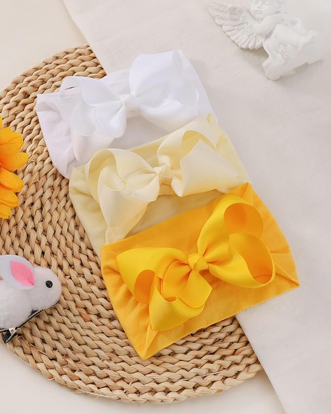 doboi 20pcs Baby Headbands and Hair Bows Set - 4 Inches Nylon Headbands with Bows for Newborns, Infants