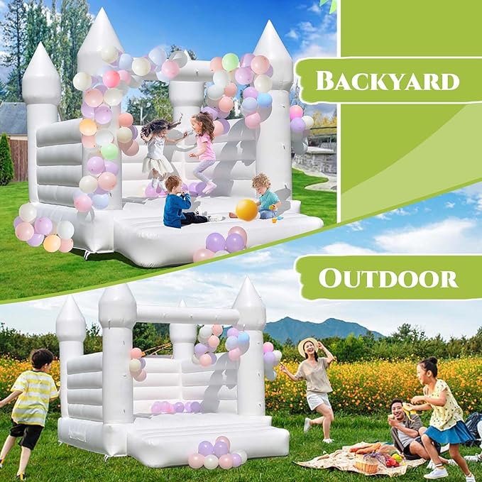 White Bounce House Inflatable Bounce House with Blower,13x12x10 FT Indoor