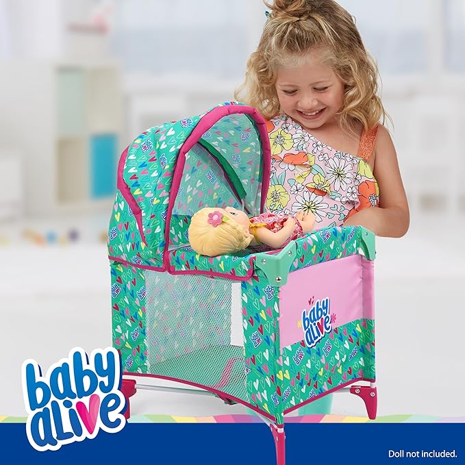 Baby Alive: Deluxe Doll Play Yard - Green, Pink 18", Folding, 3+