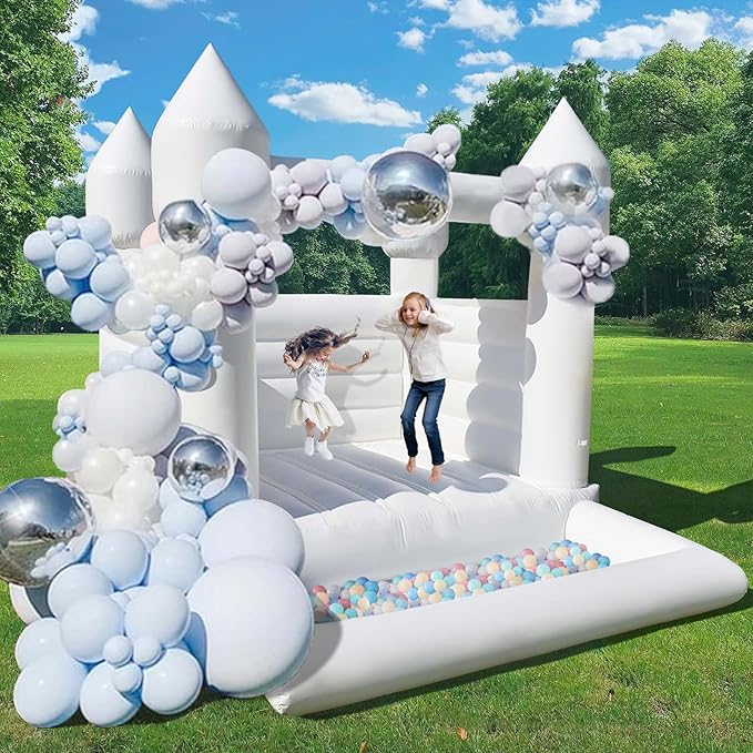 White Bounce House 12x10x10 FT Inflatable Bounce House with Ball