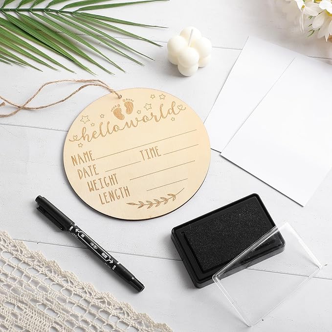 Thyle Baby Announcement Sign Wooden Baby Name Sign for Hospital