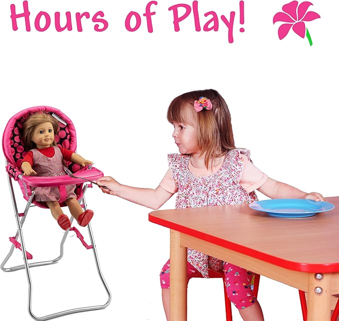 Baby Doll High Chair, Baby Toy High Chair for Toddlers 3 Years and up 18 inch