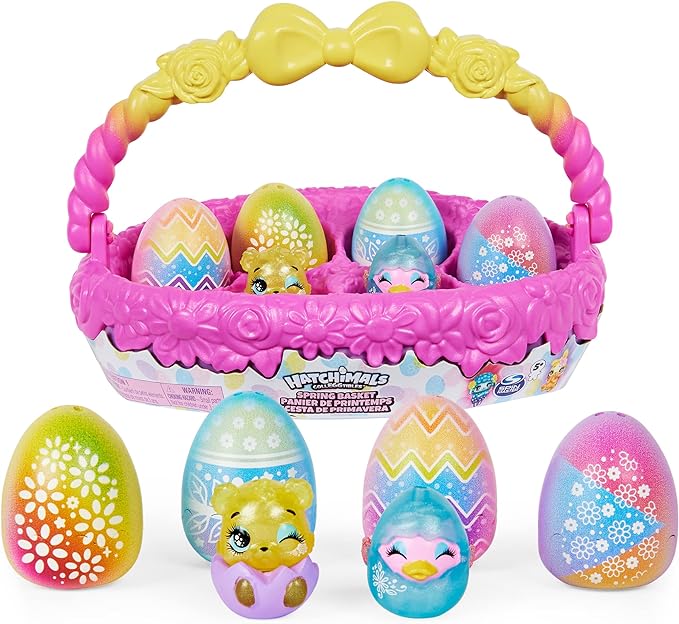Hatchimals CollEGGtibles, Spring Toy Basket with 5 and 3 Pets 5 and