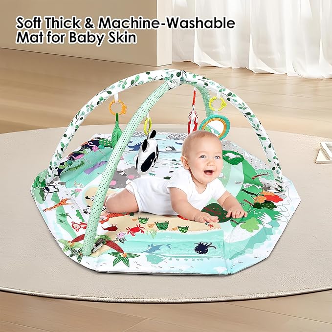 dearlomum 4-in-1 Tummy Time Mat,Baby Activity Play Mat 6 Infant 18 Ocean