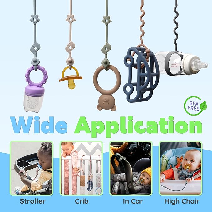 Toy Straps for Baby, 5pcs Food Grade Silicone Toy Holder