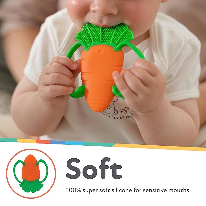 Nuby Veggie Teether for Teething Relief - Soft Baby Teething Toy 3+ Months