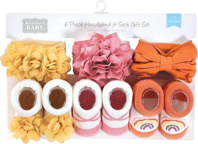 Hudson Baby Girl's Headband and Socks Giftset