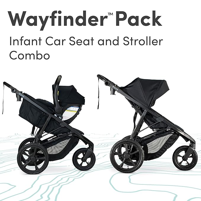 BOB Gear Wayfinder Travel System, Infant Car Seat and Stroller Combo, Nightfall