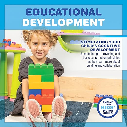 UNiPLAY Plump Soft Building Blocks - 60-Piece Jumbo Stacking Multicolor Set for Early Cognitive Development and Creative Play 3 Months+