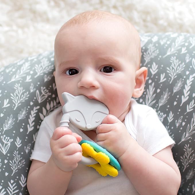 Dr. Brown's Learning Loop Fox, Baby Teether Ring with Multiple Shapes & Textures 100% Silicone, 3m+
