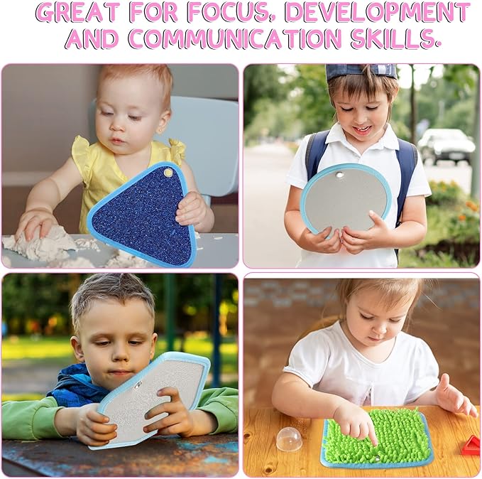 Boao 8 Set Mini Sensory Mats Assorted Textured Play Mat Activity(Irregular,8.7 Inch)