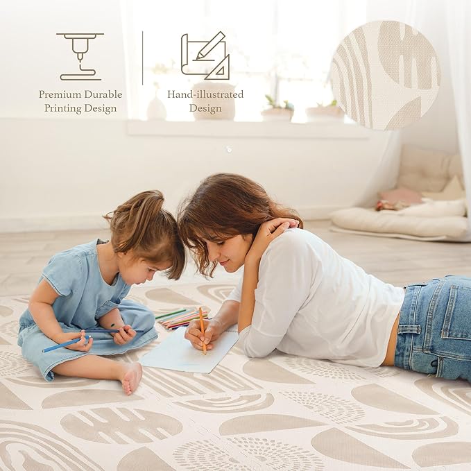 Premium Exercise & Baby Foam Play Mats - Stylish & Large Non-Toxic Odorless Floor Mat 6 Tiles 6ft x 4ft -