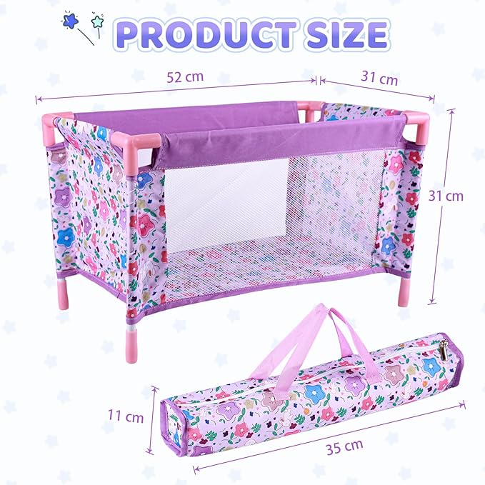 BABESIDE Reborn Baby Doll Crib, Baby Doll Bed 17-21 Inch