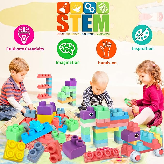 Soft Building Blocks for Toddlers, Baby Blocks Stacking Blocks for Toddlers 1-3 STEM Toddler Gifts 40 PCS