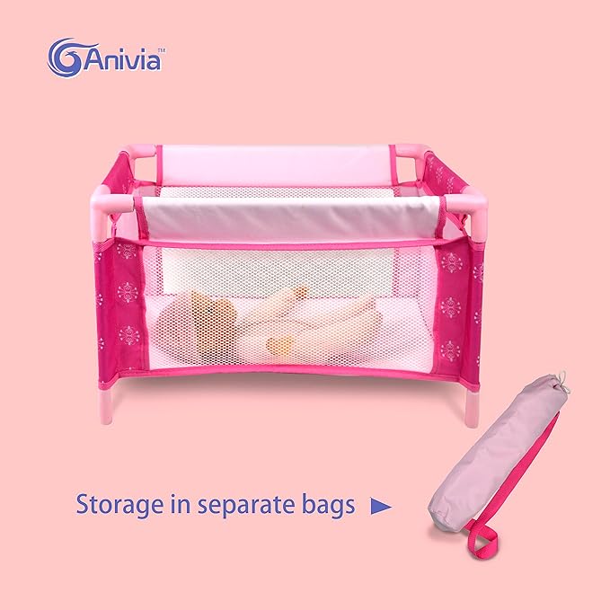 ANIVIA 5PCs Baby Doll Stroller Set - Baby Doll Accessories (11" Doll