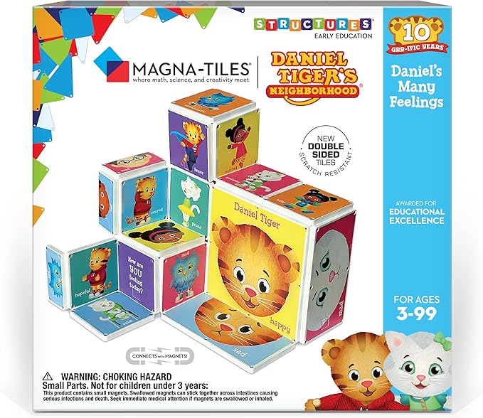 CreateOn Daniel Tigers Neighborhood: Daniel’s Many Feeling’s Magna-Tiles Structure Set, Magnetic Kids Building Toys 3+, 18