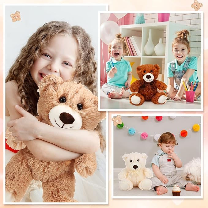 HyDren 6 Pcs Bears Bulk Stuffed Animal Small Bears Baby Shower Bears Plush Toys Employee Appreciation Easter Graduation Gifts(White, Brown