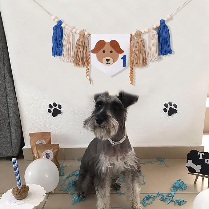 Puppy Tassel High Chair Banner - Dog Themed 1st Birthday Party Decor,Puppy First Birthday Highchair Banner