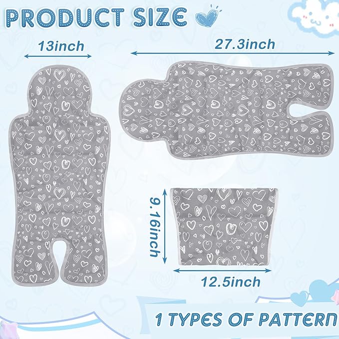 Pinkunn Gel Car Seat Baby Cooling Pad for Summer Breathable Stroller Cooler Pad Multifunctional Carseat Cooling Mat for Baby Child Dining Chair Safety Seat Stroller(Gray,Heart)