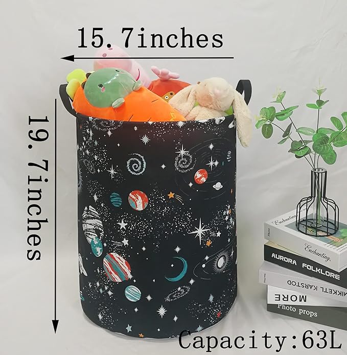 Round Black Planet Laundry Hamper Storage Basket Organizer Hamper Storage