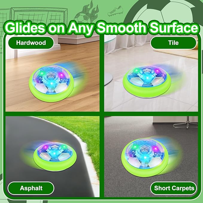 Hover Soccer Ball with 2 Goals-Boy Toys Rechargeable Air Floating Soccer Toy with LED Lights and Foam Bumper, Indoor Games for Kids 4-8-12 3 4 5 6 7 8 9 Year