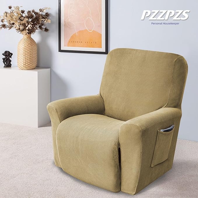 Recliner Chair Cover Lazy Boy Recliner Covers Recliner Covers for Recliner Chair 1 Piece Furniture Protector Prevent wear and pet Hair(Recliner,Tan Brown)