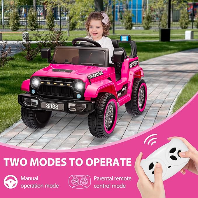 Hetoy Kids Ride On Truck Car, 12V Battery Powered Electric Car w/Parent Remote Control 3 Speeds,
