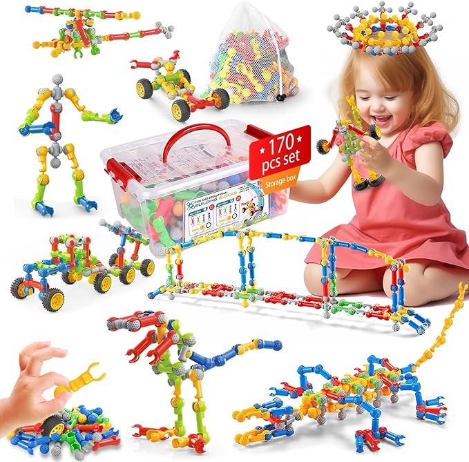 Kids Building Kit STEM Toys Building Blocks Toy Educational Construction 3-8 Best (STEM-170PCS)