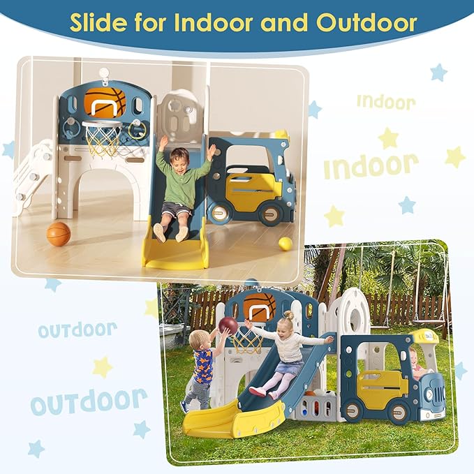 10 in 1 Toddler Slide, Kid Slide for Toddlers Age 1+ with Ring Toss