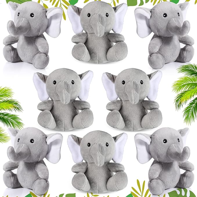 HyDren 8 Pcs Plush Mini Elephant Stuffed Animal Toys 4