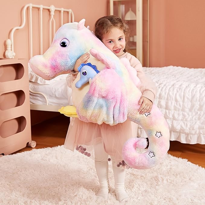 IKASA Giant Seahorse Stuffed Animal Plush Toy,30" Large Sea Horse Cute Jumbo Soft Toys