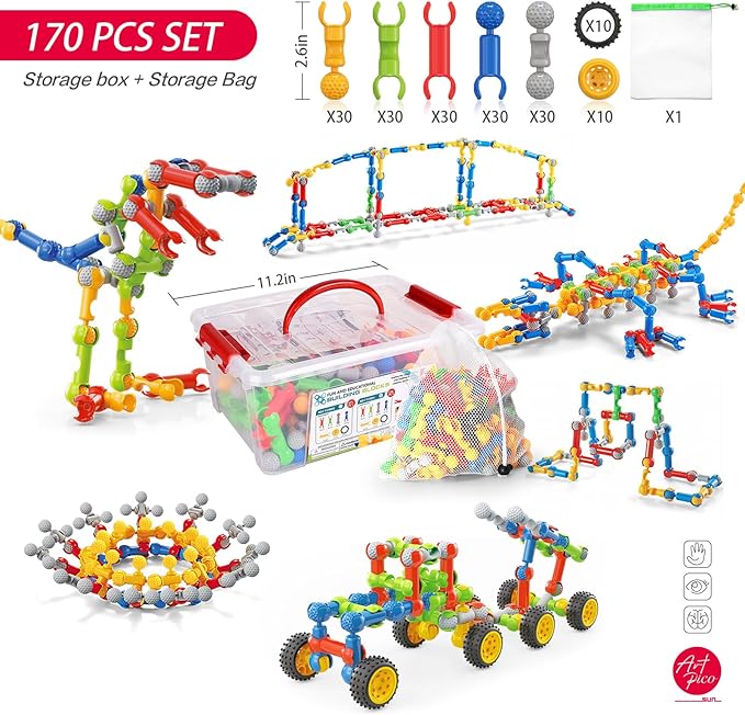 Kids Building Kit STEM Toys Building Blocks Toy Educational Construction 3-8 Best (STEM-170PCS)