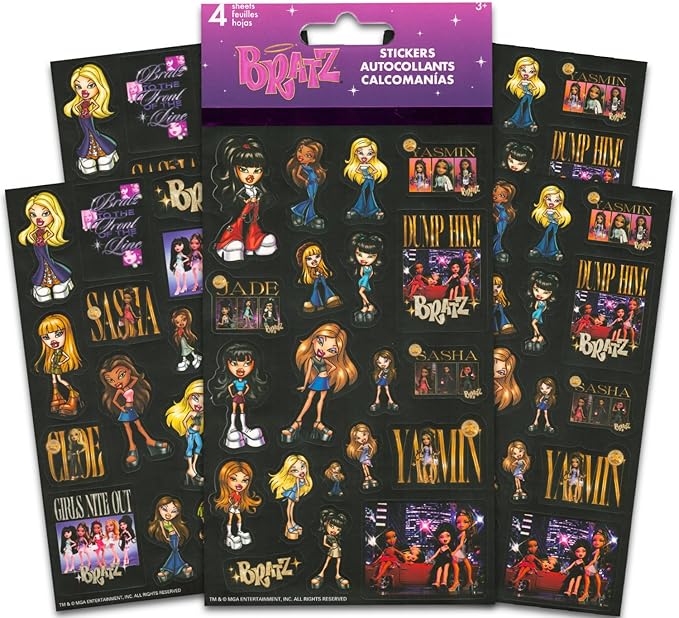 MGA Entertainment Bratz Sticker Pack for Girls, Kids - Bratz Party Favors Bundle with 4 Bratz Doll Sticker Sheets for Kids Birthday Party Goodie Bags, Crafts, More | Bratz Party Supplies Set