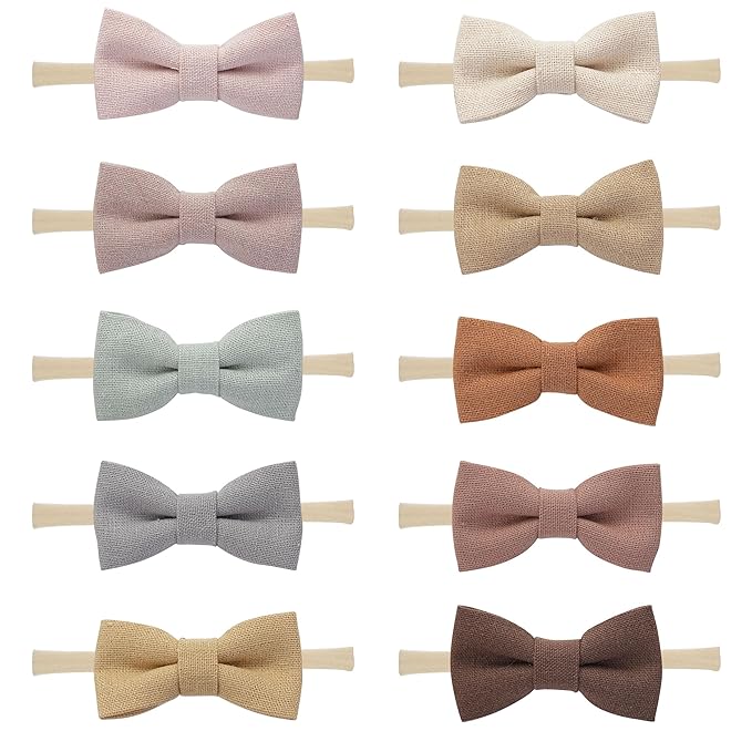 Fancy Clouds Baby Girl Bows and Headbands,10 Pack of Stretchy Soft Nylon Hairbands Hair Bows for Newborns