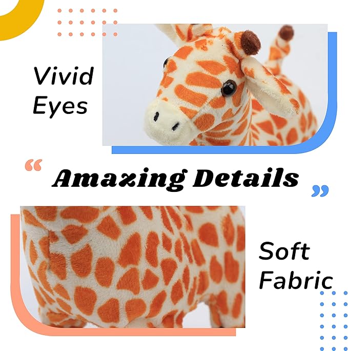 Hopearl Walking Giraffe Interactive Electronic Pet Plush Jirafa Toy with Sounds and Movements Animated Shaking Tail Gifts for Toddlers Birthday, Brown 9''